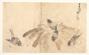 スズメ 作： Katsushika Hokusai