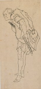 立っている男、18 世紀後半から 19 世紀初頭。 作： Katsushika Hokusai