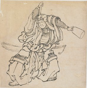 18 世紀後半から 19 世紀初頭の完全な鎧を着た立っている戦士。 作： Katsushika Hokusai