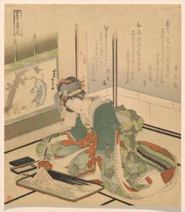 石、シリーズ 3 人の子供から 作： Katsushika Hokusai