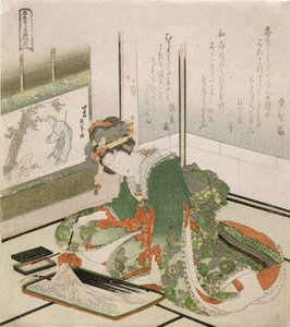 石、シリーズ「子供用ゲームの3つのデザイン石紙はさみ」、1822年（木版画） 作： Katsushika Hokusai
