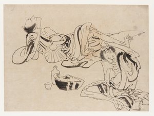18世紀後半から19世紀初頭の夏酒器。 作： Katsushika Hokusai