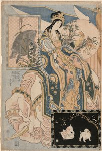 「白い象に乗った唐の貴婦人」――遊園地のアトラクション用「巨大わら細工」シリーズより 作： Katsushika Hokusai