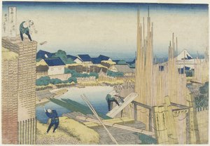 本城の館川、1831-1834 作： Katsushika Hokusai
