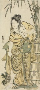 乱れた髪をした女としての俳優市川駒造c.1791 作： Katsushika Hokusai