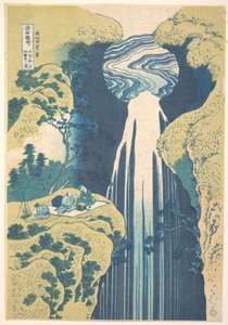 『諸国滝めぐり』シリーズより、「木曽街道の奥、阿弥陀が滝（木曽路の奥、阿弥陀が滝）」 作： Katsushika Hokusai