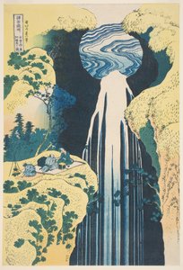 木曽県の阿弥陀滝（版画） 作： Katsushika Hokusai