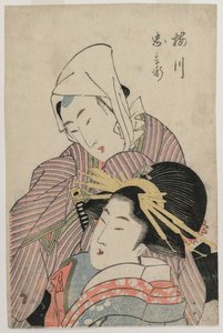 恋人の梅川と忠兵衛 作： Katsushika Hokusai