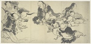 六人の詩人、江戸時代（紙にインク） 作： Katsushika Hokusai