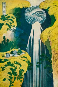 木曽路背後にある阿弥陀の滝、1832年。 1925 作： Katsushika Hokusai