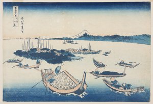武蔵国の佃島（買う？ 佃島）（カラー木版画 作： Katsushika Hokusai