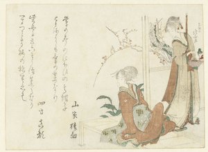 ベランダの二人の女性 作： Katsushika Hokusai