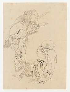 二人の狩人、江戸時代、19世紀。 作： Katsushika Hokusai