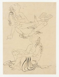 夏にくつろぐ二人の男、江戸時代、19世紀。 作： Katsushika Hokusai