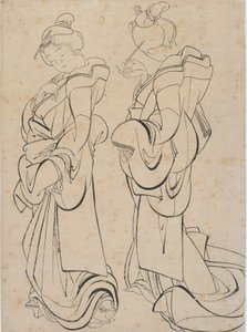 18世紀後半から19世紀初頭の2人の女性。 作： Katsushika Hokusai