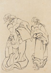 18世紀後半から19世紀初頭の2人の女性。 作： Katsushika Hokusai