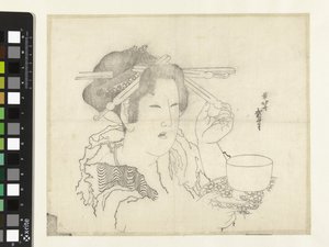 ティーカップを持つ女性 作： Katsushika Hokusai
