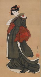 扇子を持つ女 江戸時代 1810-1811。 作： Katsushika Hokusai
