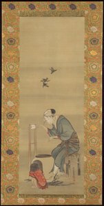 絹を紡ぐ女性 作： Katsushika Hokusai