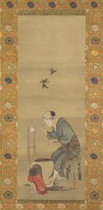 1790年の女性紡績シルク。