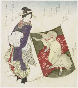 凧の糸の上に立つ女