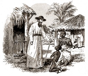 子供と父親の改宗を実践するアフリカのカトリック宣教師、1900年頃（彫刻） 作： Alec Hunter