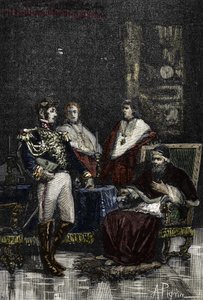 チェルヴォーニ将軍は、1798 年に教皇ピウス 6 世を召喚し、一時的な主権を放棄させました。1882 年 (彫刻) 作： Alec Hunter