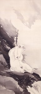 白猿（絹本墨） 作： Kawabata Gyokushō
