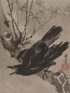 ブランチ上のカラス、ca。 1887。 作： Kawanabe Kyosai