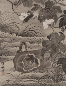 メロンの中のネズミ、カリフォルニア州。 1887年。 作： Kawanabe Kyosai