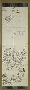 モンキー・トレーナー、6つのスケッチのうちの1つ 作： Kawanabe Kyosai