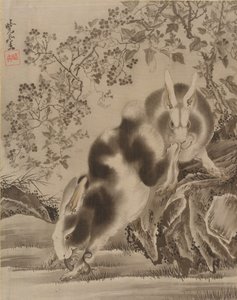ウサギ、ca。 1887。 作： Kawanabe Kyosai