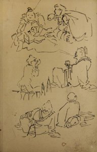 東アジアの伝説的人物のスケッチ 19世紀後半 作： Kawanabe Kyosai