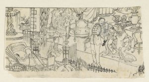 男は子供に挨拶します 作： Kawanabe Kyôsai (attributed to)