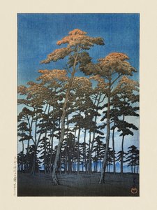 川瀬巴水と渡辺正三郎による「大宮の氷川公園」（1930年）