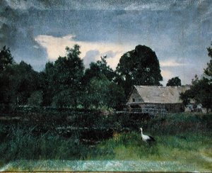 コウノトリのいる風景 作： Kazimierz Alchimowicz