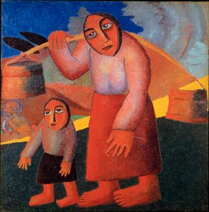 バケツを持つ農民 カシミール・マレーヴィチ（マレーヴィチ、Malevich）（1878-1935）の絵画 1911年 日173x73 cm アムステルダム、ステデリック・ミュージアム 作： Kazimir Severinovich Malevich