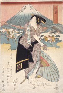 原駅（原の駅）（色木版画） 作： Keisai (1790 1848) Eisen