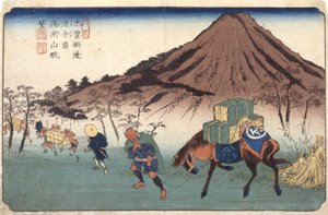 追分（色木版画）