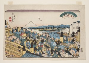 日本橋の晴嵐」（カラー木版画