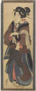 （黒漆のスタンドを持つウェイトレス）、19世紀初頭 作： Keisai Eisen