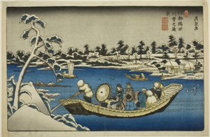 江戸 隅田川 雪見遠景 作： Keisai Eisen