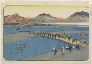 No.11：本庄駅近くの神奈川のフェリー港、1830-1844 作： Keisai Eisen