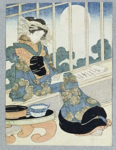 月明かりで読む日本の女性（木版画） 作： Keisai Yeisen