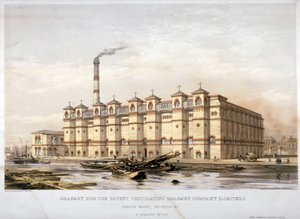 ロンドン、ロザーヒテ、カナダ・ワーフの穀倉地帯、1860年頃 作： Kell Brothers