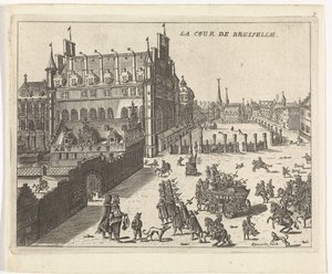 ブリュッセル裁判所の眺め、1673 年。 La cour de Brusselle (オブジェクトのタイトル) 作： Kemnitz