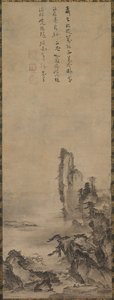 孤独な寺院とそびえ立つ崖、c。 1480年。