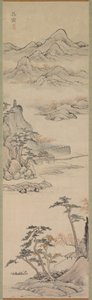 ボート乗りのいる風景、18 世紀後半から 19 世紀初頭。 作： Kenkado Kimura