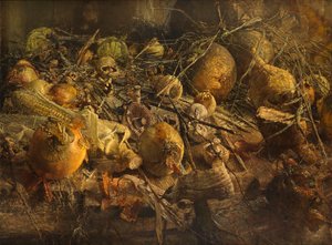 玉ねぎのある静物（キャンバスに油彩） 作： Kenneth Newton