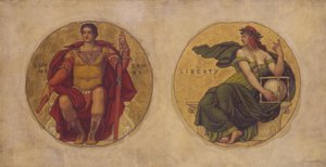 ウィスコンシン州都のモザイク画のための習作 "政府と自由" 作： ケニヨンコックス